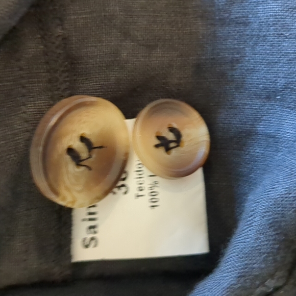 St - Trop Black Linen Light Weight Utility Jacket Pockets Euro 38 - 6 - Picture 7 of 8